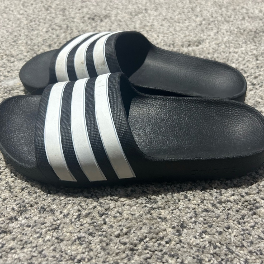 Adidas Black and White Slide Sandals